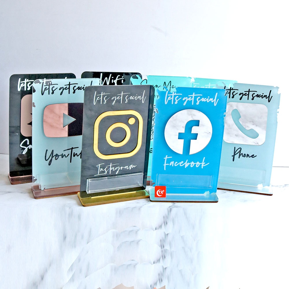 TX горячая Распродажа Instagram Twitter Facebook Wi-Fi Easy Shower 3 мм акриловый Золотой зеркальный знак для социальных сетей бизнес знак для украшения магазина