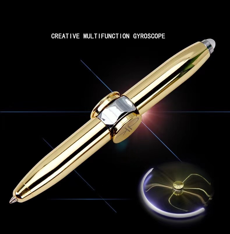 LED Light Spinner metal Pen Fingertip illumination Decompression ballpoint pens Gyro Business Ballpoint Pen