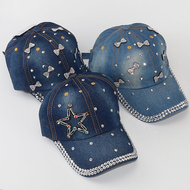 Women Luxury Shiny Baseball hat Fashion Diamond Cowboy Hat Sports Hats Wholesale