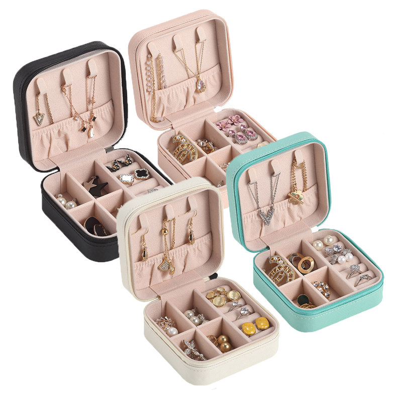 Portable Luxury Style Earring Ear Stud Pu Leather Portable Jewel Case Jewellery Packaging Gift Boxes Travel Jewelry Box