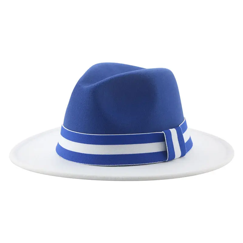 Шляпа Федора с короткими полями для мужчин и женщин, 2 цвета, синяя и белая