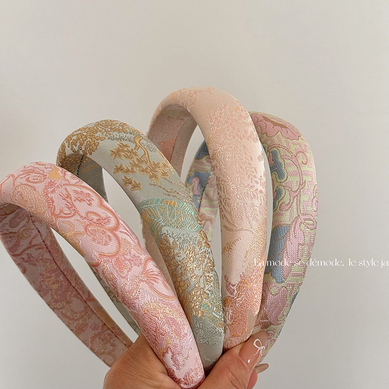 Wholesale Jacquard Fabric Textured Elegant Fashion Women's Padded Headband For Women