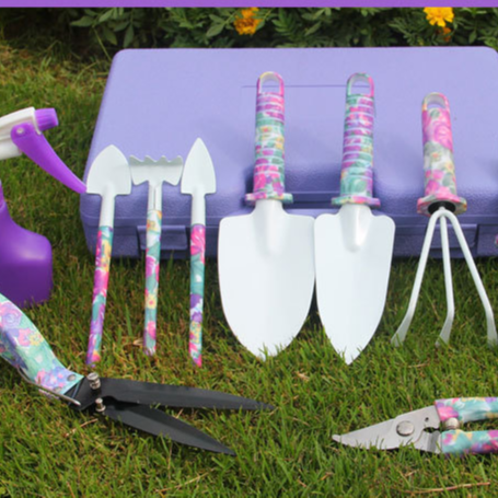 outdoor garden 10 pcs multifunction Purple flower Women plastic box stainless steel ladies garden tool set cutting tool
