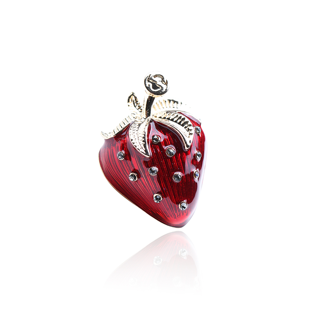 YANYI Lovely Red Strawberry Brooch With Diamond Oil Drop And Spiny Horse Needle Jewelry Gift