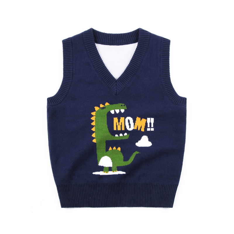 Spring 2021 Korean Children's Clothing Cartoon Pilling Sweater Knitted Vest for Boys