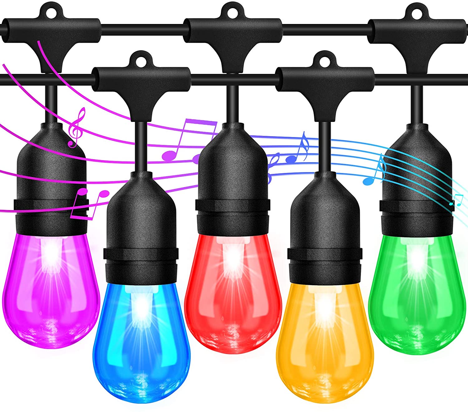 48ft Commercial Grade S14 Outdoor LED String Lights E26 LED Color Changing RGB Bulb for Wedding Holiday Lighting Garland