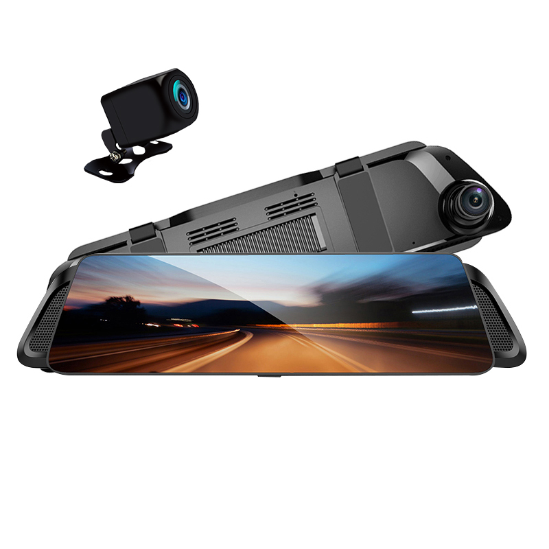 Автомобильный 10 "резервная камера зеркало Dash Cam сенсорный экран 1080P зеркало заднего вида с камерой с двумя объективами видеорегистратор с камерой заднего хода Система помощи при парковке