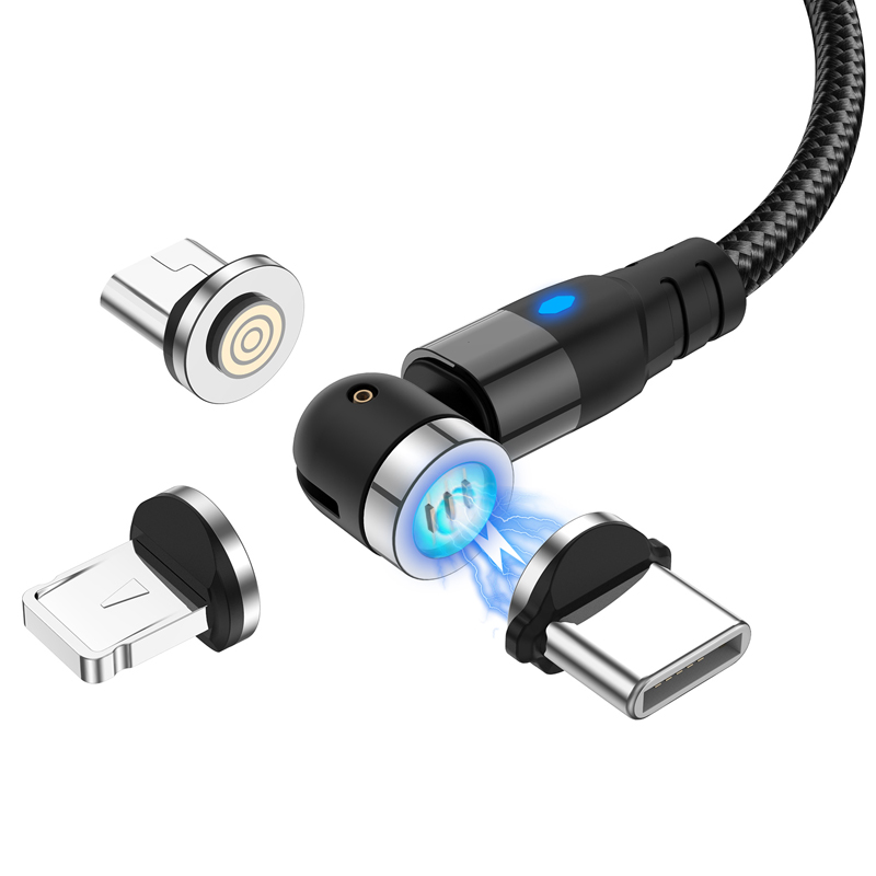 Магнитный usb-кабель 3 в 1, 2,4 А, 540 градусов