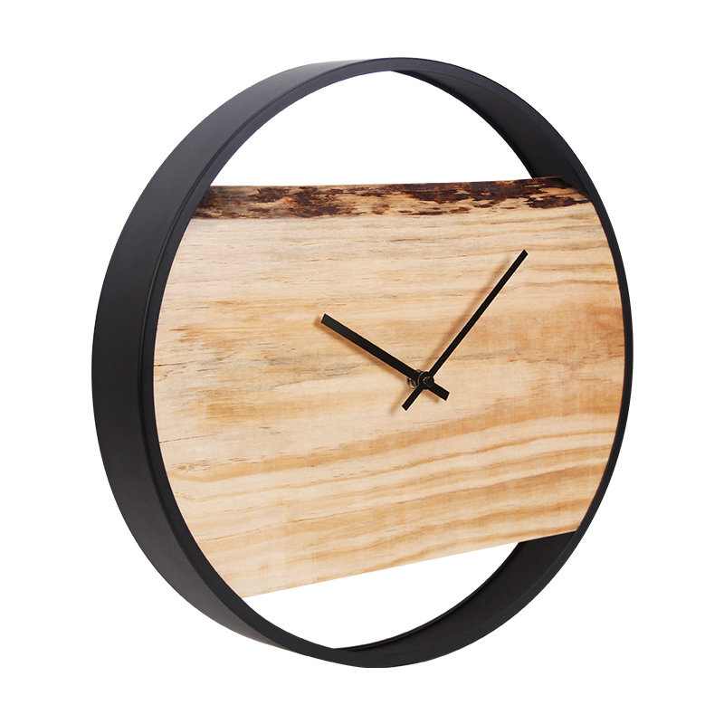 16 Inch Nordic Modern Luxury Big Creative Simple Steel Frame Solid Wooden Wall Clock Living Room Unique Wood Gift Clocks Large