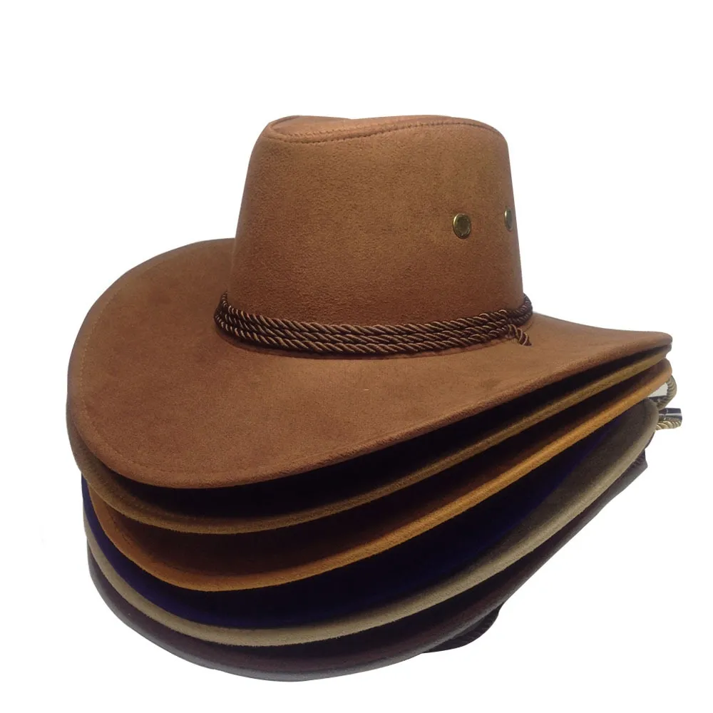 Classical Cowboy Hat Rolled-brim Felt Hat Wool Felt Fedora  Western Cowboy Felt Hat