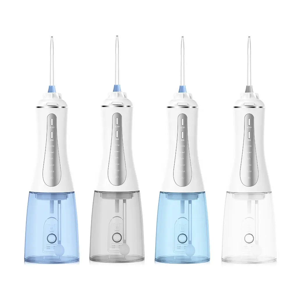 New Arrivals 2021 Best Teeth Water Flossers 350ml Portable IPX8 Water Flosser Jet With 5 Modes & 2 Tips Blue