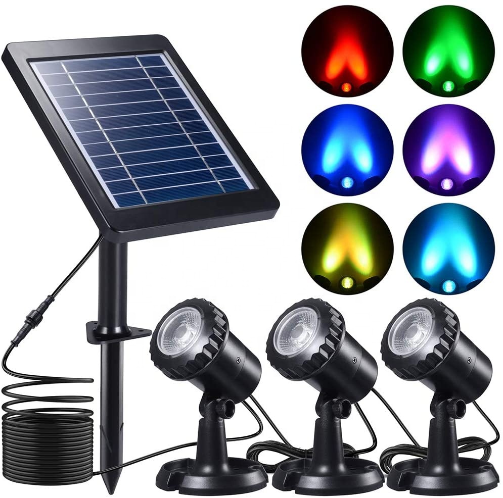 Submersible Pond Light, RGB LED Landscape Spotlights IP68 TM68 Underwater Night Garden Outdoor Solar Panel Pool Decoration Light