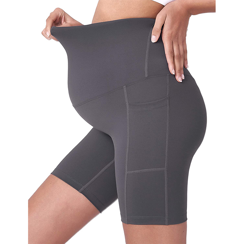 High Waist Pantalones Cortos Deportivos Side Pockets Pregnant Bike Yoga Shorts Maternity Pants Legging Shorts For Women