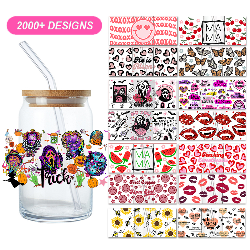Quality 16oz 20oz Custom UV DTF Cup Wraps Transfers Carebear Waterproof 3D UV DTF Transfer Stickers For Cup Wraps