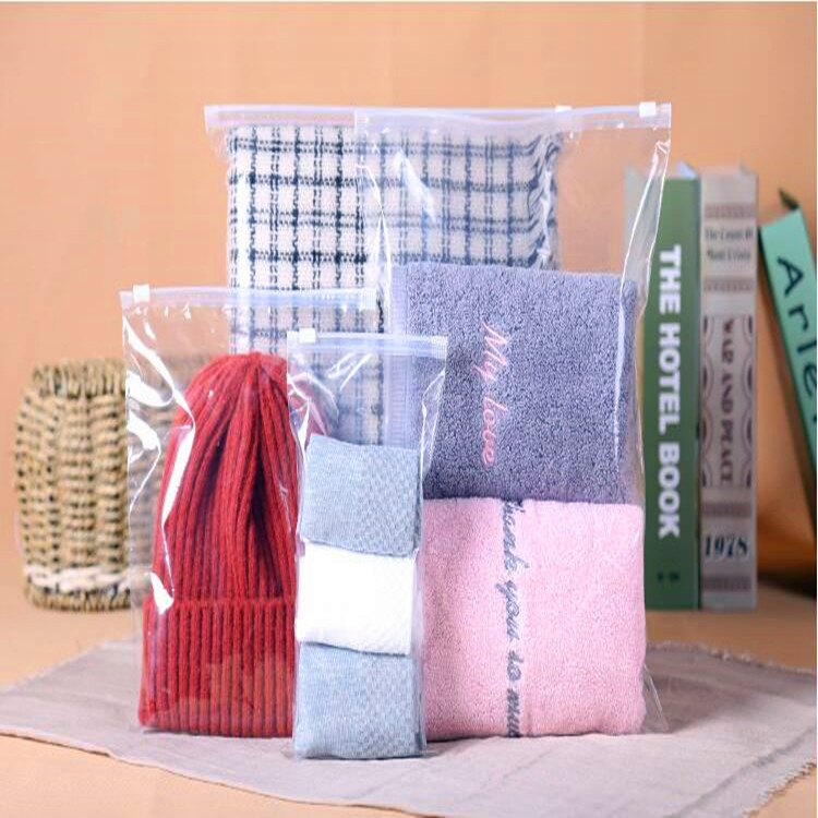 Custom Poly Zip Lock Frosted Packing Bag Zipper Garment Clear Ziplock Plastic Packaging Bag for Clothes