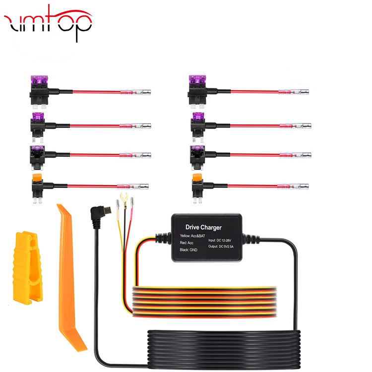 Dash Cam Hardwire Kit Mini USB Port 5V/2A Max Car Dash Camera Charger Cable kit with Fuse, Low Voltage Protection for Dash Cam