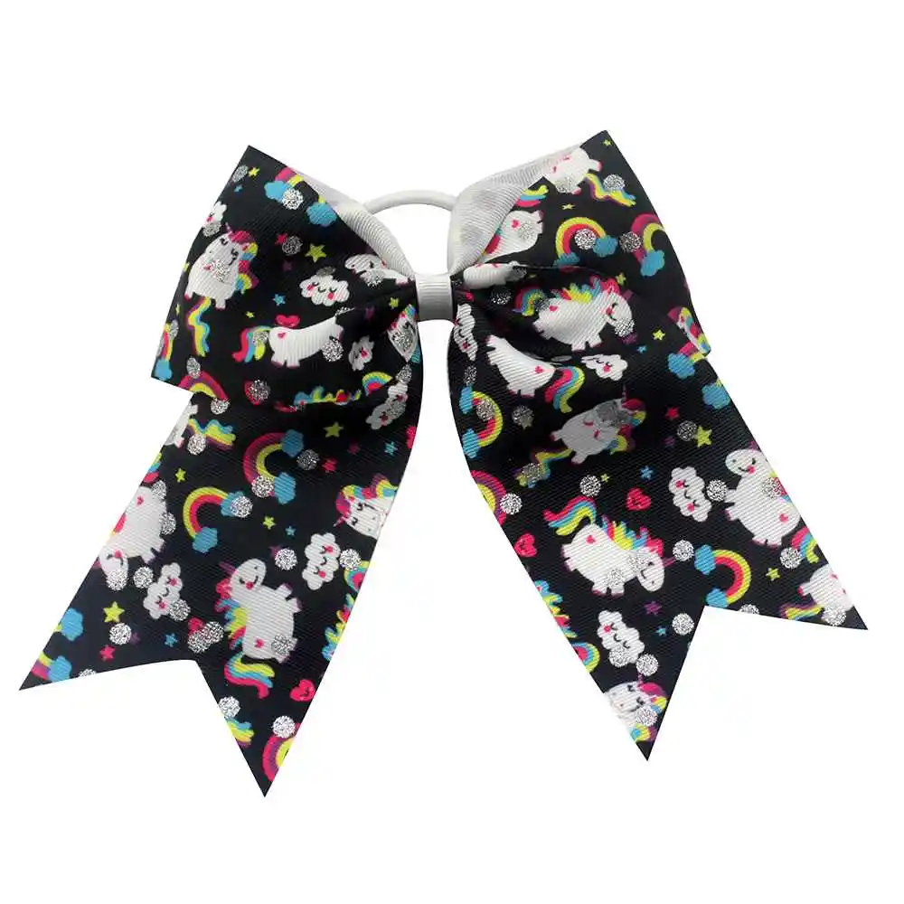 6 inch unicorn printing hair bows various kinds cheer bows for girls