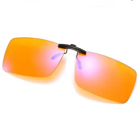 unisex 99% 100% orange red lens metal flip up clip on anti blue light computer gaming clips blue light blocking glasses