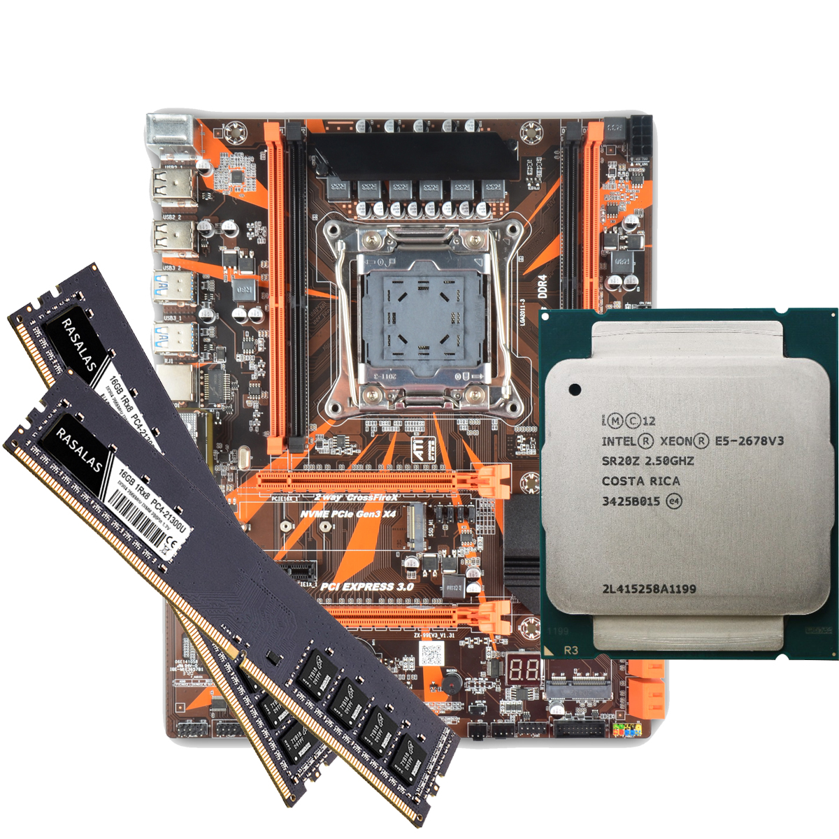 Комплект материнской платы X99, процессор E5 2678 V3, процессор DDR4, Серверная ОЗУ 16 ГБ, комбинированная материнская плата