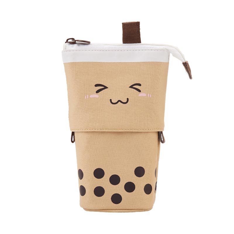 Корейский креативный милый карандаш-ручка Boba, выдвижной стоячий круглый телескопический держатель, выдвижной канцелярский чехол, складной молочный чай