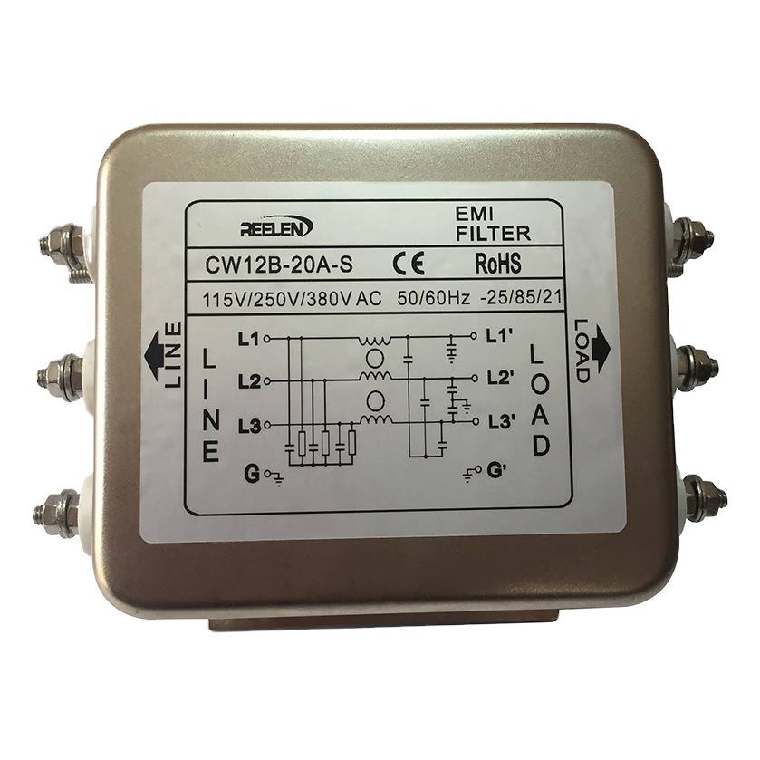 Ac EMI фильтр 20A трехфазный три линии болт тип EMI фильтр CW12B-20A-S AC EMI фильтр