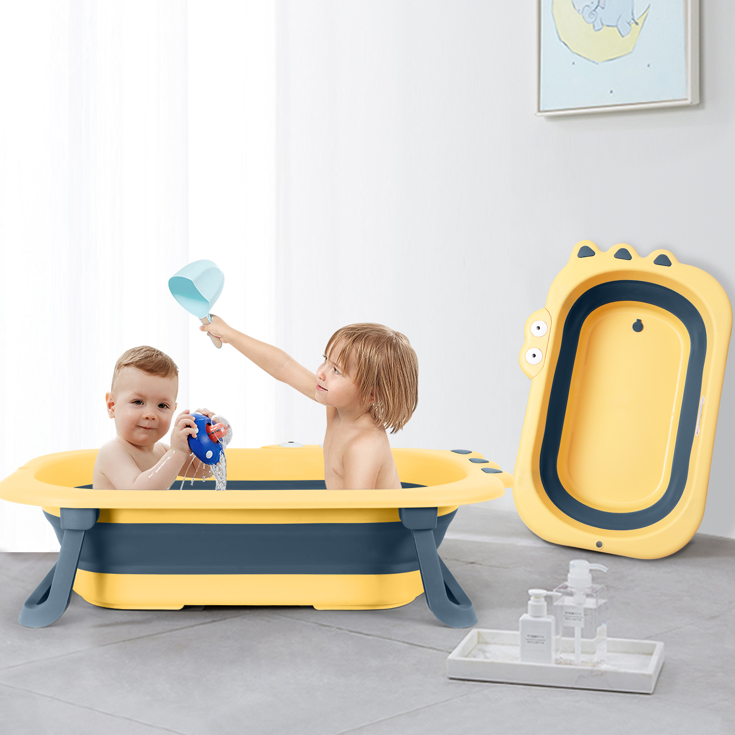 3Pcs USA NY&CA Warehouse Stocks Amazon Baby Folding Bathtub kids bath tub spa Infant Newborn portable Shower