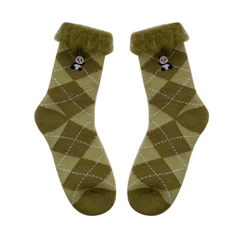 Winter thicken women socks Japanese fashion floor sleep bed anti slip warm socks with cute embroidery patterns