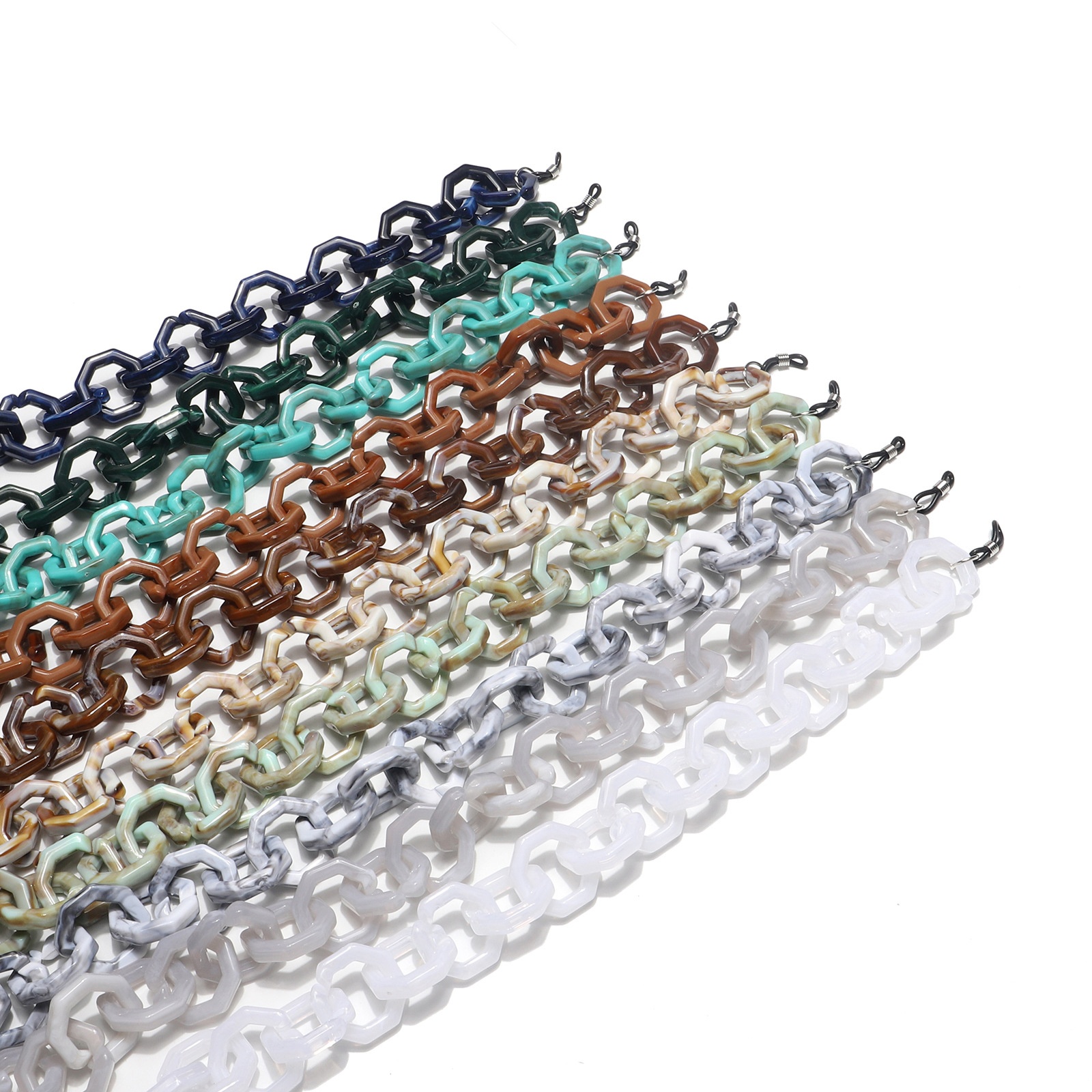 Trendy Hot Hexagon Shape Chain Fashion Acrylic Hanging Neck Chain Sunglasses Chain Acetic acid Lanyard Cord