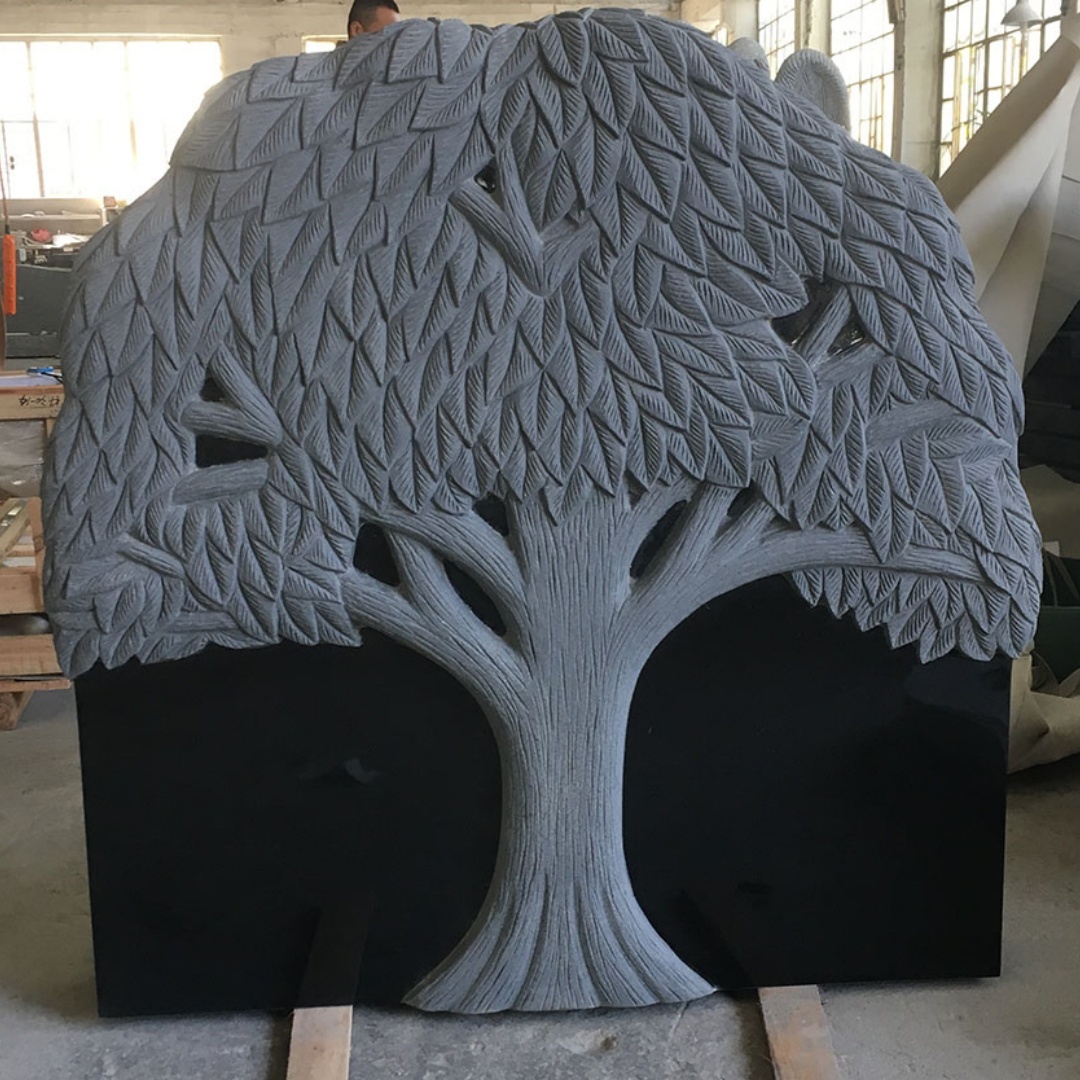 Best Price High Quality Granite Carved Tree Shaped Headstone Engraving Tree Headstone Gravestone Monument