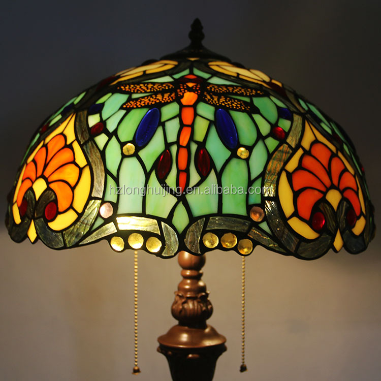 LongHuiJing 16inch Tiffany blue Mediterranean Stained Glass floor lamp E27 Home Parlor Dining bed Room standing lamps