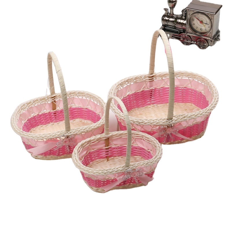 new product craft rattan basket with handles, woven rattan basket bread