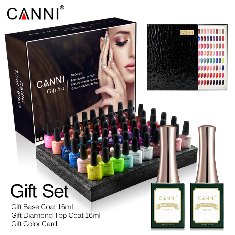 Новинка CANNI набор УФ гель-лаков 2020 Лидер продаж полный набор с подарочной водной базой Отшелушивающий базовый слой верхнее покрытие лак для ногтей УФ-гель лак 60*7,3 мл
