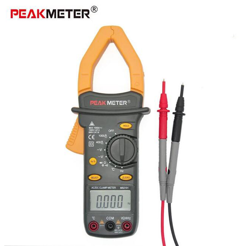 Цифровой токоизмерительный зажим PEAKMETER PM2101 с автоматическим выбором диапазона 1000 А переменного и постоянного тока, тестер частоты и напряжения