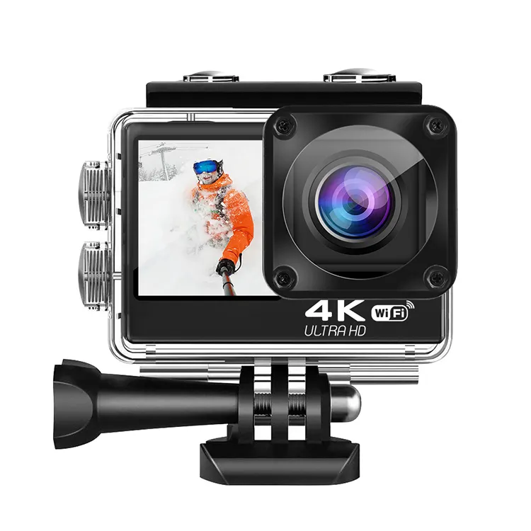 4K Go Pro Style Action Camera 60fps with 2 Screen Touch Screen Underwater Mini Camcorder EIS Stabilizer OEM Customized