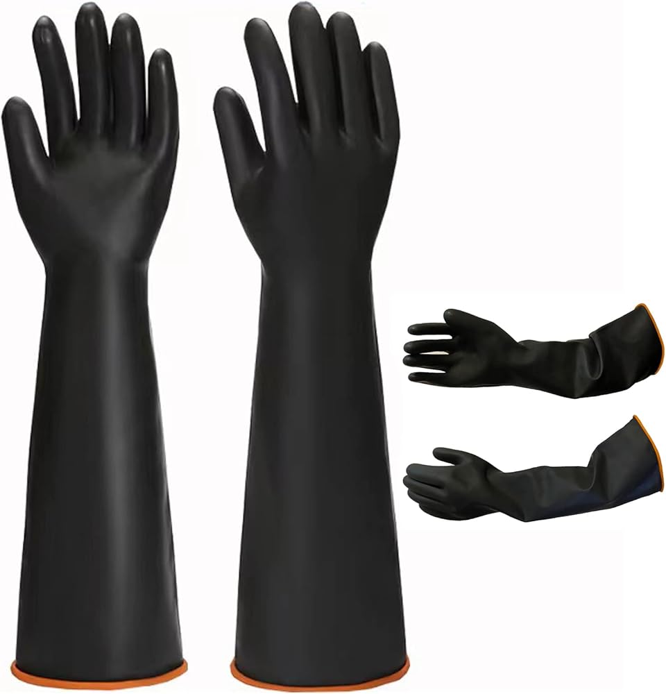 30cm 35cm 55cm 60cm Sun Brand Extra Long Waterproof Chemical Work Protection Industrial Cleaning Black Latex Rubber Hand gloves