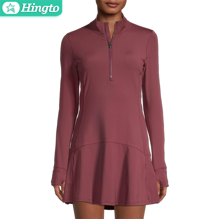 Тянущееся платье Hingto, теннисное платье с длинным рукавом для гольфа