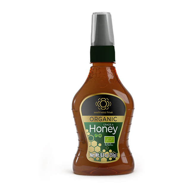 Органический мед, 250 г, конусная крышка, упаковка с сертификатами ЕС, USDA, Kosher. Мед лучшего качества