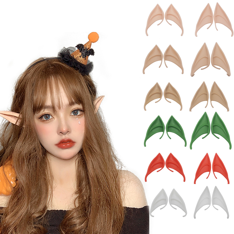 Christmas Latex Elf Ears High Simulation Soft Harmless False Ears Props Fairy Angel Dress Up Cosplay Hook Halloween Decor