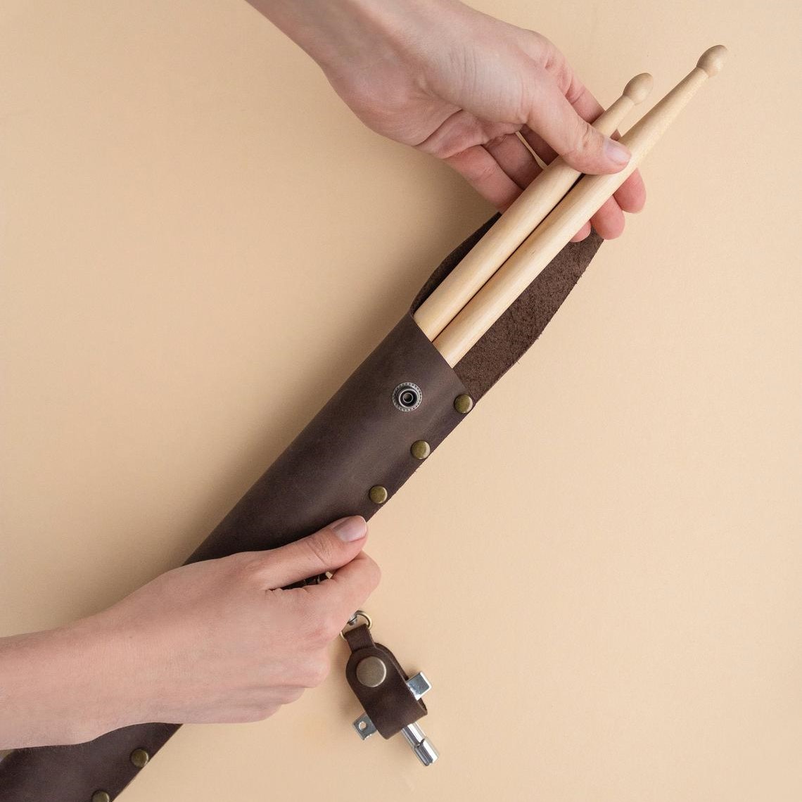 Multi-purpose Leather Drumstick Bag Music Instruments Drums Holder Drum Stick Key Set Case