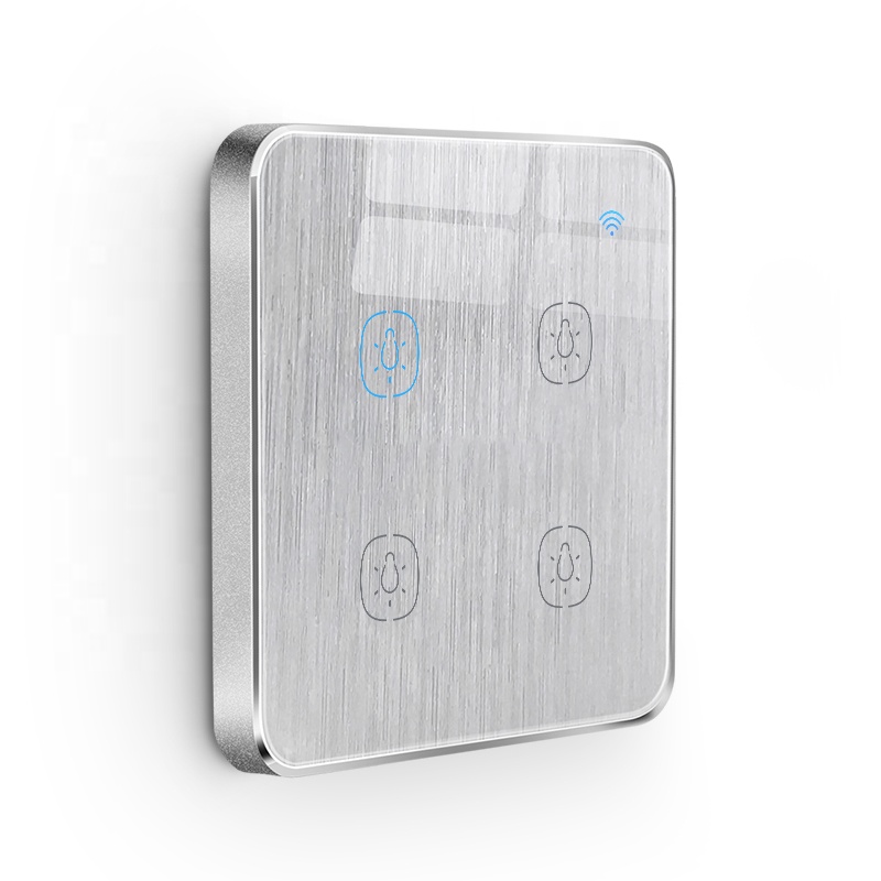 Tuya Smart Life, стандарт Великобритании, Wifi, 4 банды, матовый серебристый, умный сенсорный выключатель, умный переключатель для дистанционного управления мобильными телефонами