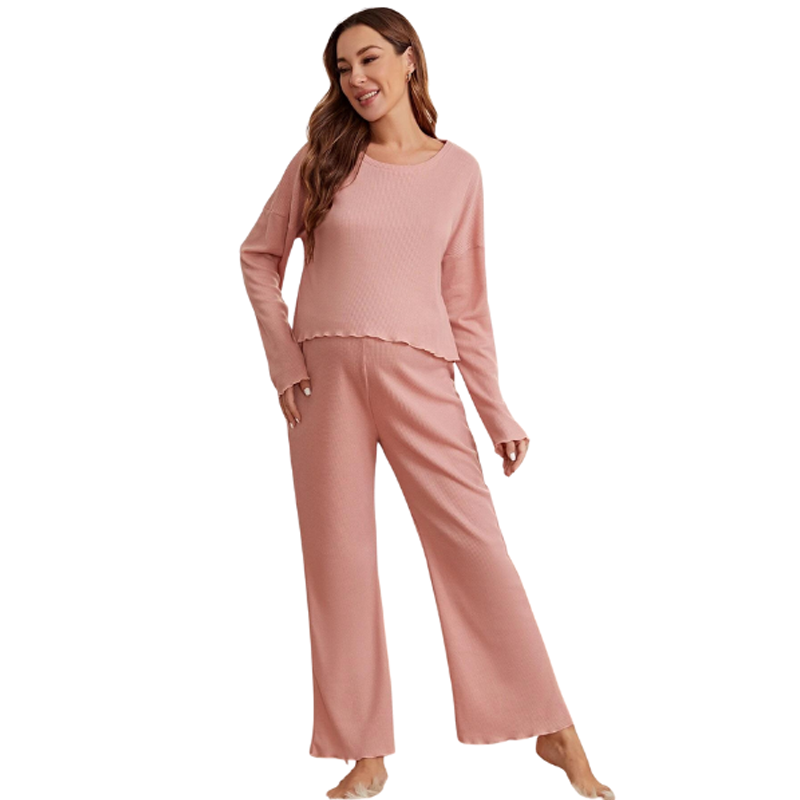 Button Front Rib-Knit PJ Set Pregnancy Breastfeeding Maternity Pyjamas Set