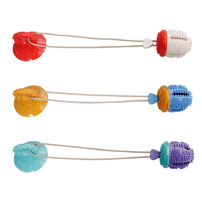 Custom Pet Dog Suction Pull Toy Training Rope Squeaky Dog Toy Set Ball TPR OEM Customized Molar Ball