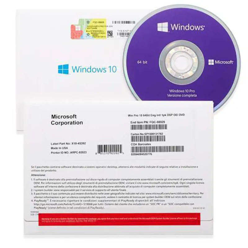 Windows 10 pro OEM DVD Windows 10 pro OEM full package Windows 10 pro OEM DVD Send by DHL windows 10 professional package