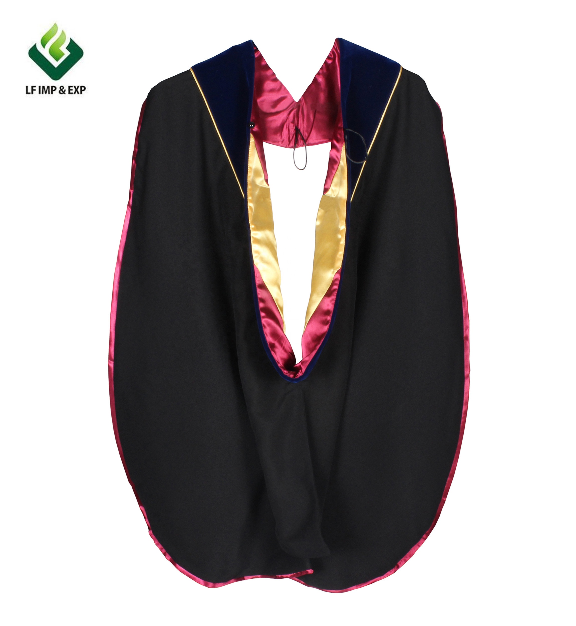 Делюкс Выпускной PHD Hood, Docotoral Hood-с золотой окантовкой