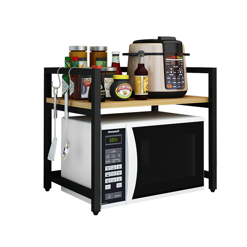 Good Reputation 2-tier kitchen metal desktop storage rack adjustable kitchen rack microwave oven kitchen storage rack
