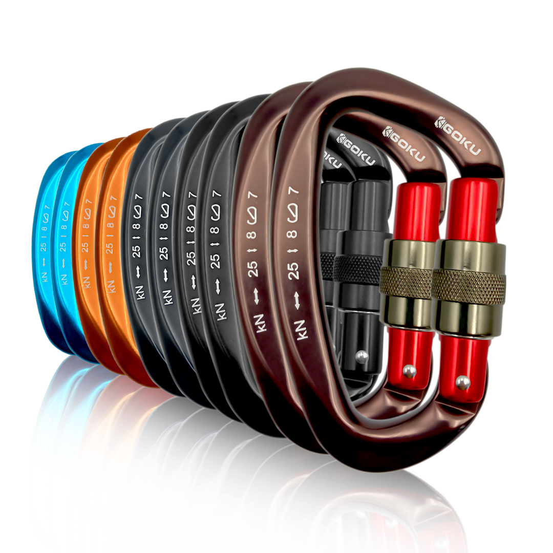 Custom Quick Release Locking D Shaped 25kn Carabiner Aluminum For Outdoors Climbing