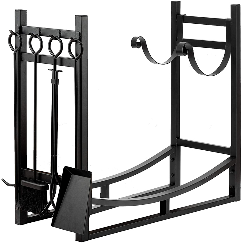Oniya Large Wide Firewood Rack Fireplace Tool Kindling Holder Storage Log Stacker Stove Metal Accessories