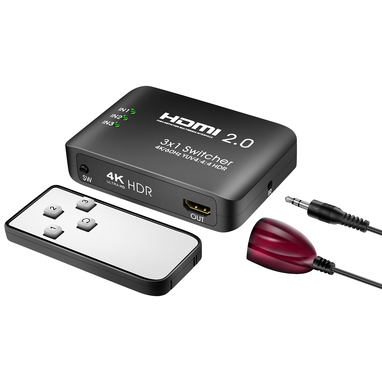 AOEYOO 3 порта HDMI переключатель 3x1 4K @ 60Hz ИК пульт дистанционного управления 3 в 1 выход HDMI сплиттер Селектор для Apple TV 4K,PS4, игровые консоли, ПК