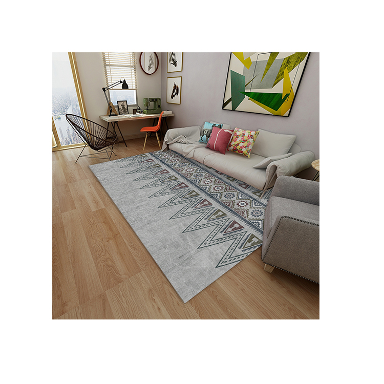 Promotional Specials Rectangle Shape Geometric Printed Carpet With Cotton Backing For Living Room