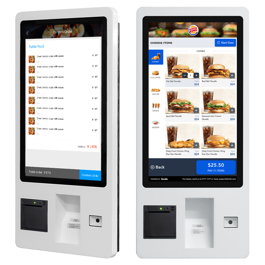 QR code scanner 24 inch 27 inch 32 inch self-service fast food restaurants digital self ordering kiosk manufacturer